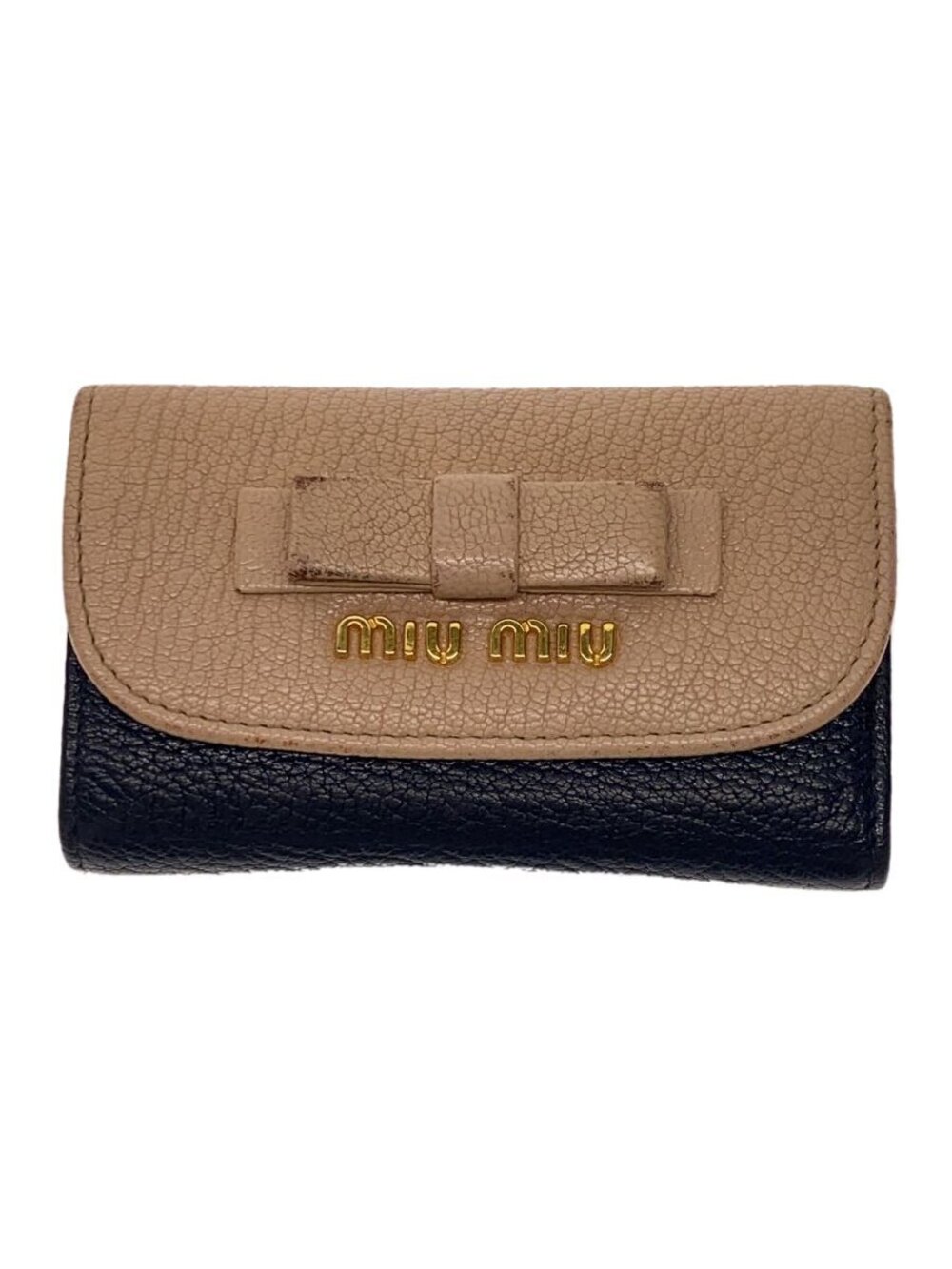 Miu Miu Key Case Wallet Leather Beige Cream